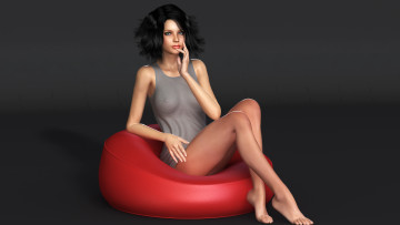 обоя 3д графика, люди , people, взгляд, фон, кресло, девушка