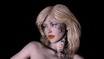 Картинка 3д+графика портрет+ portraits блондинка фон взгляд девушка