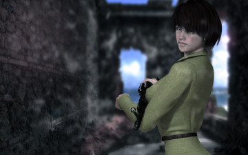 Картинка 3д+графика люди+ people фон взгляд девушка оружие