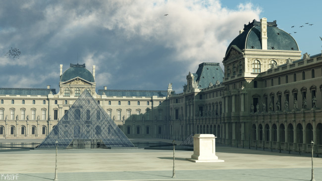 Обои картинки фото 3д графика, архитектура , architecture, облака, небо, дом, пирамида