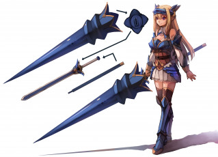 Картинка аниме оружие +техника +технологии копьё фон девушка арт kamisakai