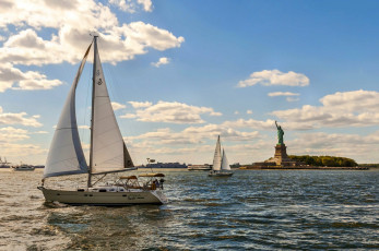 Картинка корабли Яхты яхта остров пролив