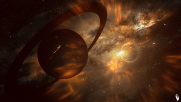 Картинка космос арт галактика вселенная звезды планеты