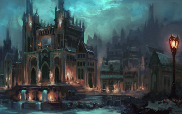 Картинка фэнтези замки фантастика арт город