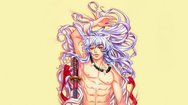 Обои картинки фото аниме, inuyasha, секси, инуяша, парень, арт