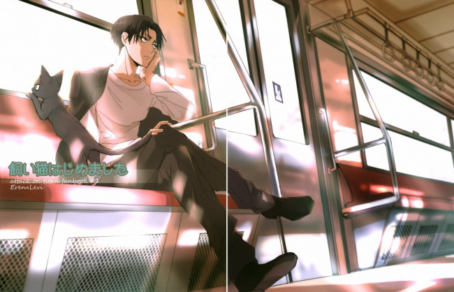 Обои картинки фото аниме, shingeki no kyojin, арт, леви, атака, титанов