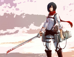 Картинка аниме shingeki+no+kyojin mikasa ackerman