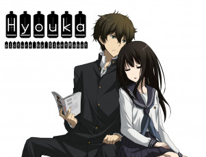 Картинка аниме hyouka персонажи школьники