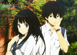 Картинка аниме hyouka персонажи школьники