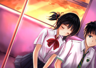 Картинка аниме kimi+no+na+wa парень фон взгляд девушка