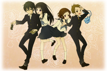 Картинка аниме hyouka персонажи школьники