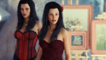 Картинка 3д+графика абстракция+ abstract фон взгляд девушка