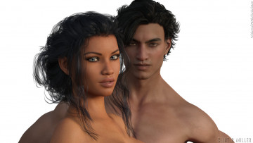 Картинка 3д+графика портрет+ portraits фон взгляд девушка