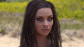 Картинка 3д+графика портрет+ portraits взгляд фон девушка