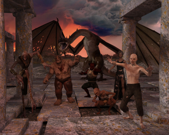 Обои картинки фото 3д графика, существа , creatures, зомби, дракон