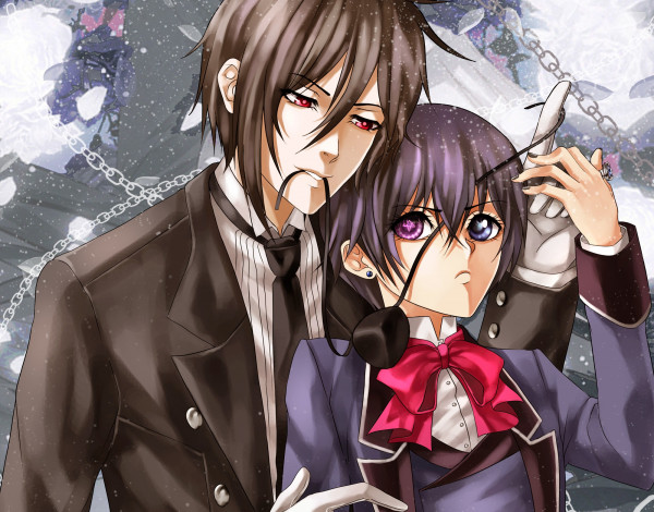 Обои картинки фото аниме, kuroshitsuji, себастьян, сиэль