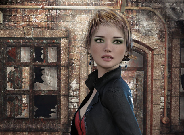 Обои картинки фото 3д графика, люди , people, взгляд, девушка, фон