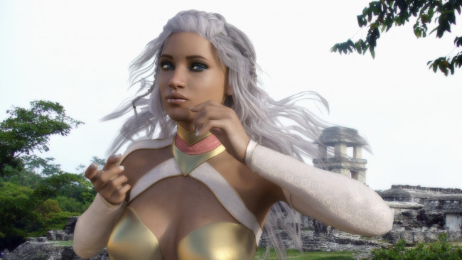 Обои картинки фото 3д графика, люди , people, фон, взгляд, девушка