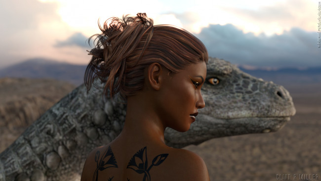 Обои картинки фото 3д графика, люди , people, взгляд, девушка, фон