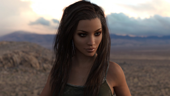 Обои картинки фото 3д графика, портрет , portraits, фон, взгляд, девушка