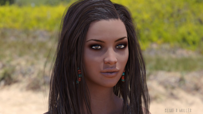 Обои картинки фото 3д графика, портрет , portraits, взгляд, фон, девушка