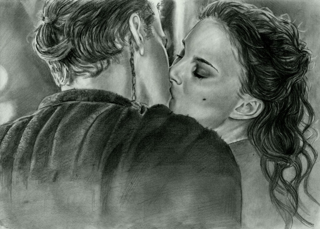 Обои картинки фото рисованное, кино, мужчина, поцелуй, девушка, фон