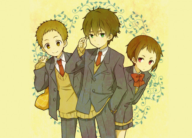 Обои картинки фото аниме, hyouka, персонажи, школьники