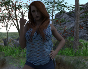 Картинка 3д+графика люди+ people девушка взгляд фон