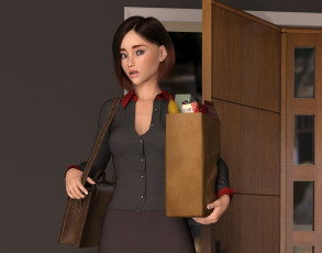 Картинка 3д+графика люди+ people девушка взгляд фон