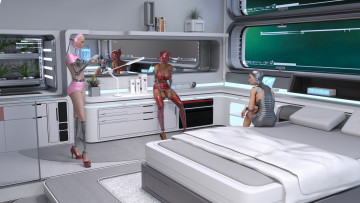 Картинка 3д+графика фантазия+ fantasy девушки взгляд фон