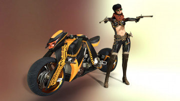 Картинка 3д+графика люди-авто мото+ people-+car+ +moto взгляд девушка фон