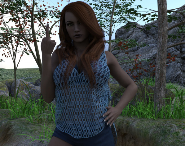 Обои картинки фото 3д графика, люди , people, девушка, взгляд, фон