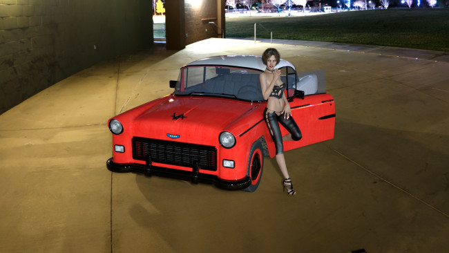 Обои картинки фото 3д графика, люди-авто, мото , people- car ,  moto, девушка, взгляд, фон