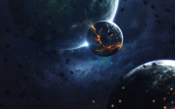 Картинка космос арт планеты вселенная галактики звезды