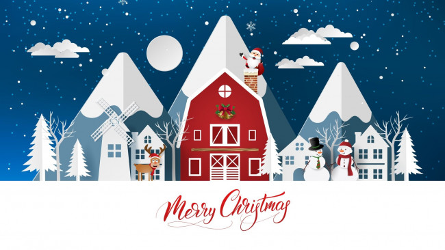 Обои картинки фото праздничные, векторная графика , новый год, снег, дома