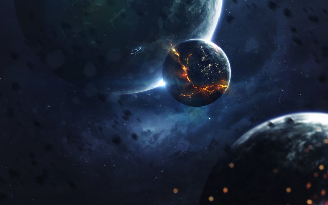 Обои картинки фото космос, арт, планеты, вселенная, галактики, звезды