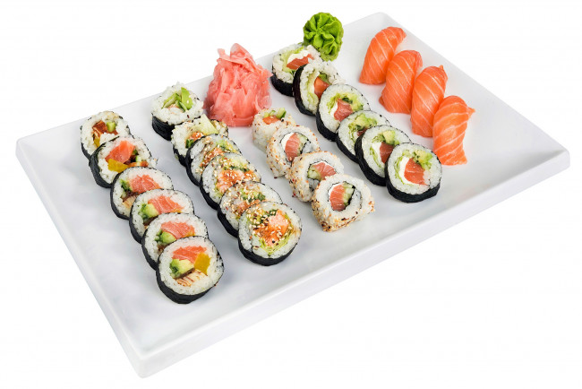 Обои картинки фото еда, рыба,  морепродукты,  суши,  роллы, снедь