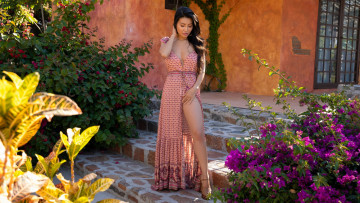 Картинка viviane+leigh девушки viviane leigh цветы платье азиатка девушка модель брюнетка красотка красавица флирт стройная фигура сексуальная секси поза взгляд макияж