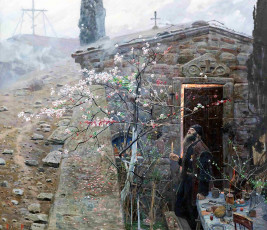 Картинка павел+викторович+рыженко рисованное павел+рыженко священник свеча весна церковь