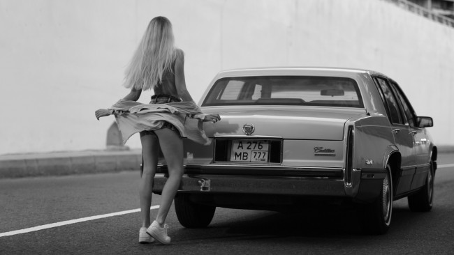 Обои картинки фото автомобили, -авто с девушками, cadillac, de, ville