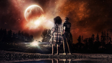 Картинка разное компьютерный дизайн девочка мальчик планета