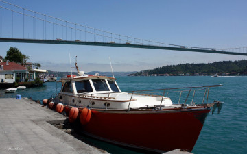 Картинка корабли катера мост причал катер