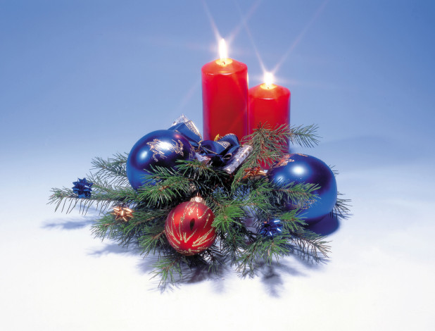 Обои картинки фото праздничные, разное, новый, год, шарики, свечи