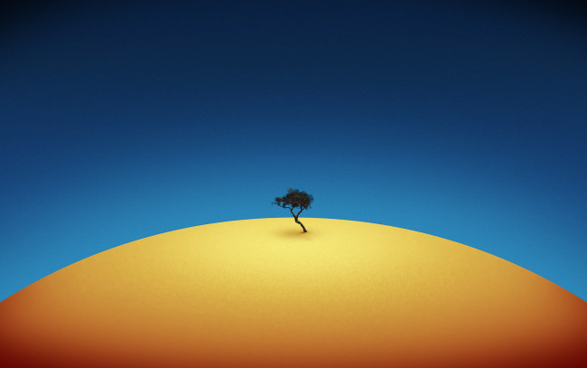 Обои картинки фото lonely, tree, разное, компьютерный, дизайн, дерево, холм