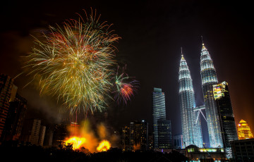 Картинка города куала-лумпур+ малайзия фейерверк зрелище иллюминация