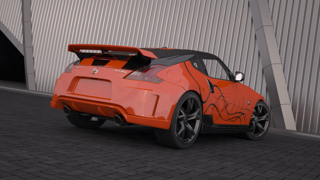 Обои картинки фото автомобили, 3д, nissan, b, 370z