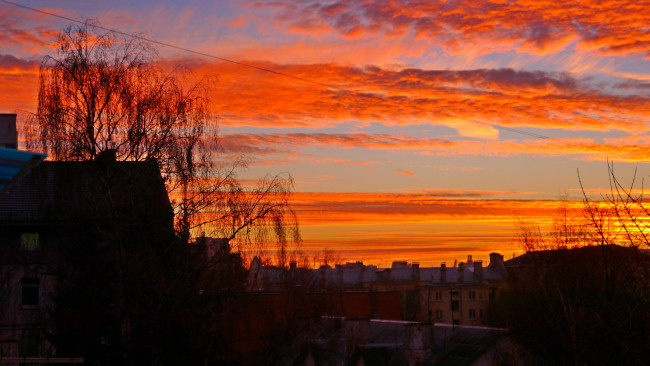 Обои картинки фото города, - пейзажи, вечер, город, закат