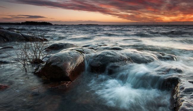 Обои картинки фото природа, побережье, тучи, горизонт, волны, камни, океан