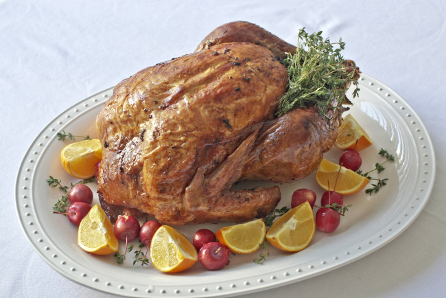 Обои картинки фото еда, мясные блюда, курица, фрукты