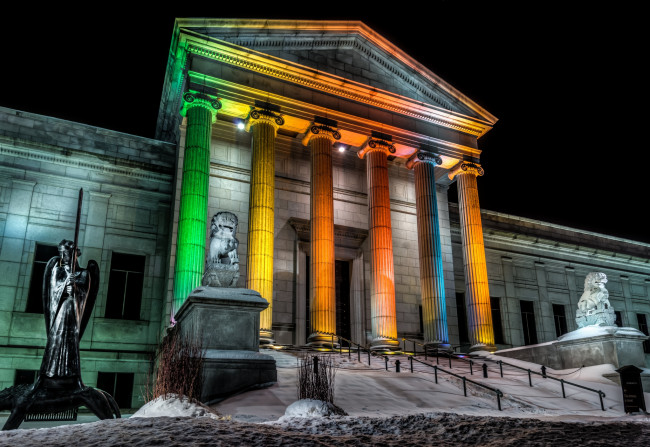 Обои картинки фото города, - здания,  дома, подсветка, коллонада, дворец, ночь